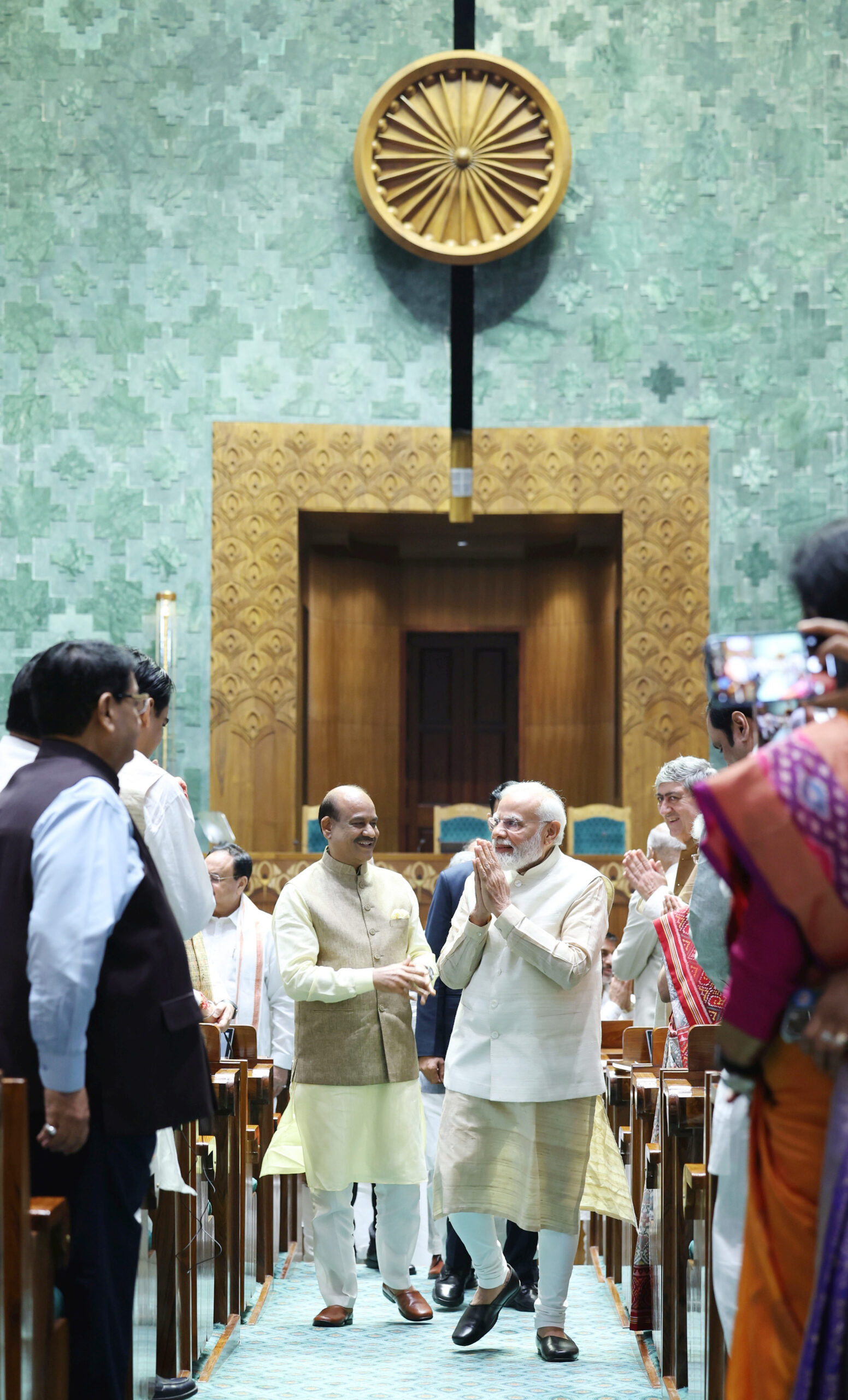 PM receives warm welcome at new Parliament House, in New Delhi on May 28, 2023.